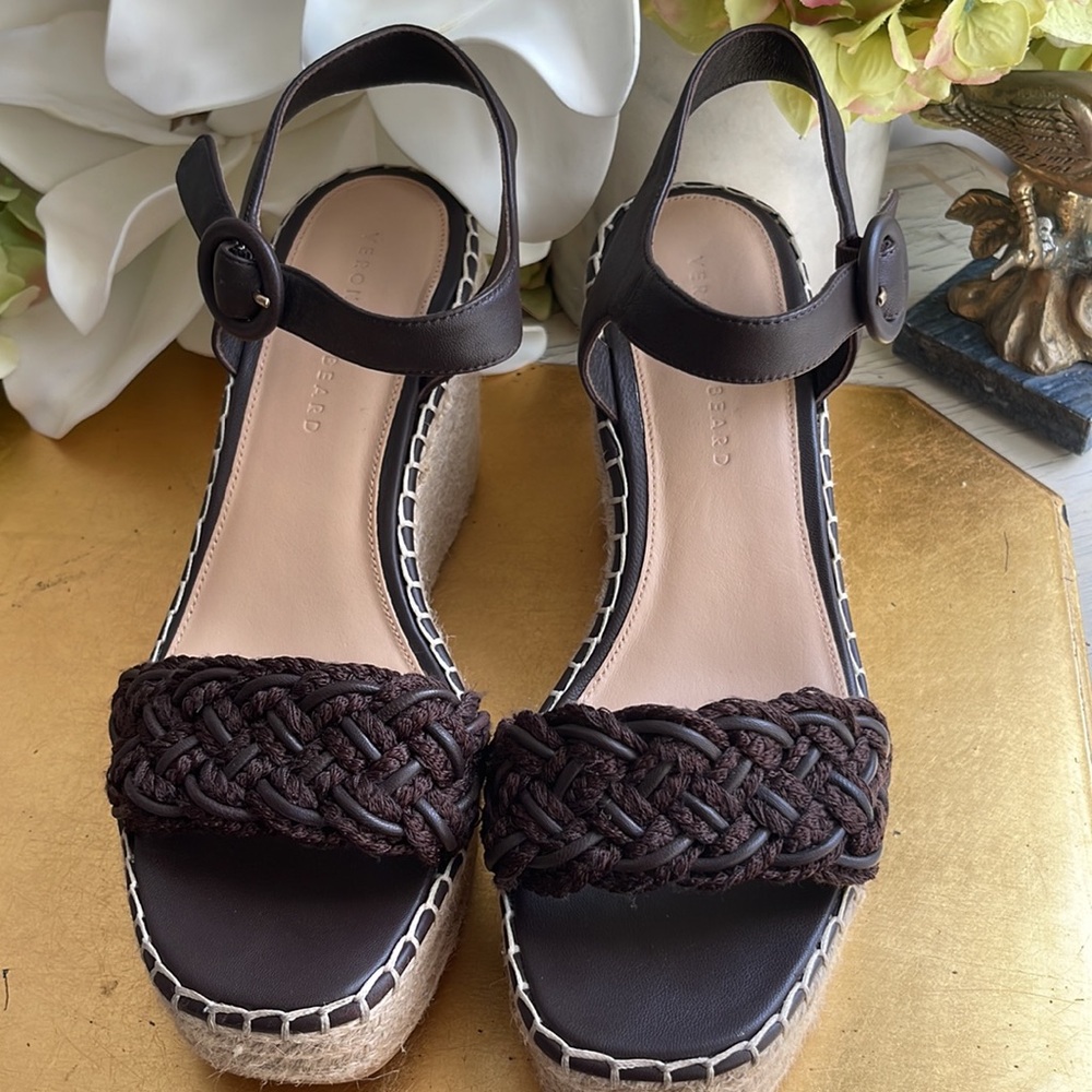 Veronica Beard Reema Wedge Espadrilles in Espresso